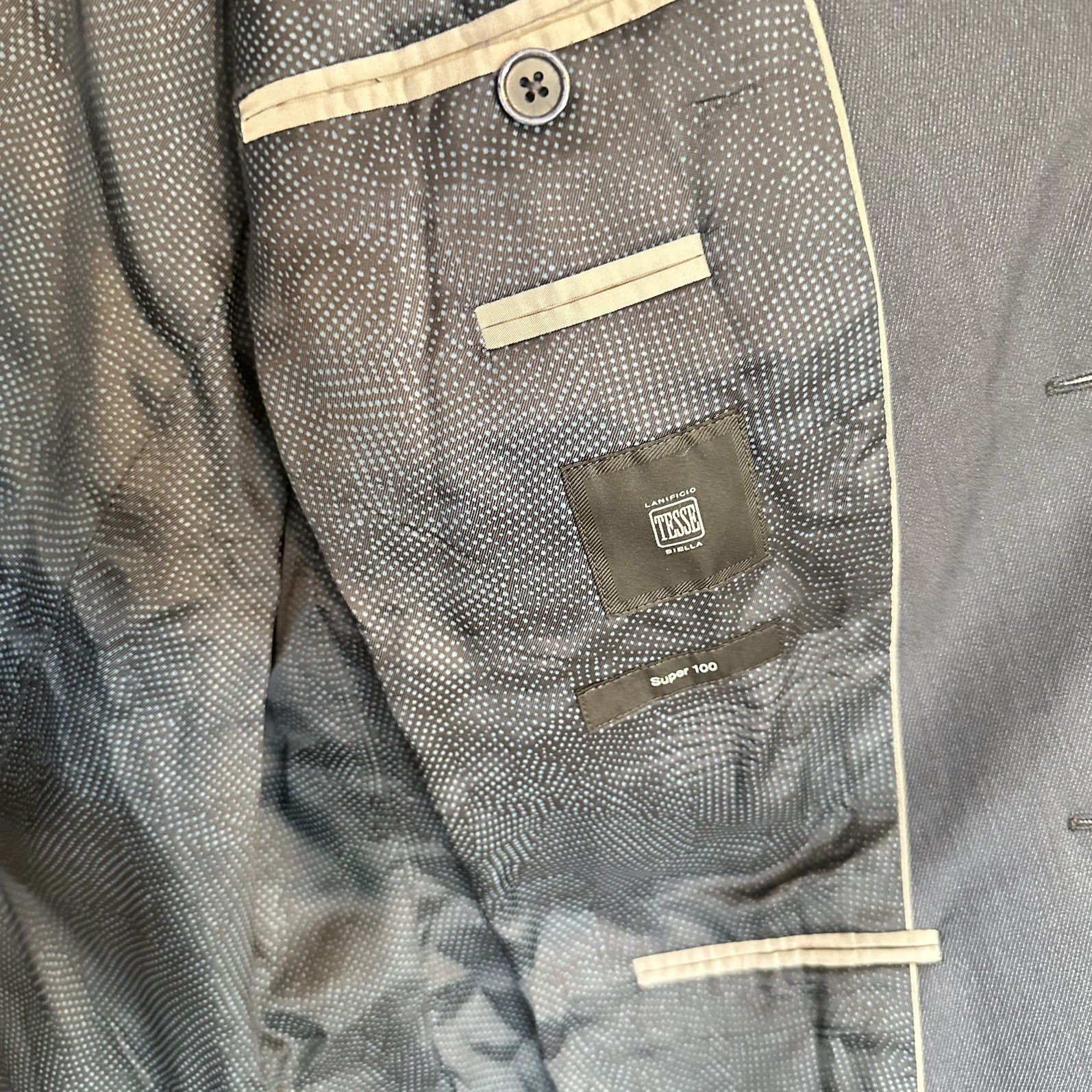 Hugo Boss Blazer Jacket Mens 44 R Navy Blue Lanificio Tesse Biella Wool thumbnail 6