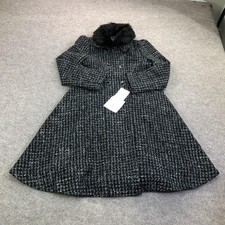 Rothschild Coat Girls 16 Black Faux Fur Collar Double Breasted Dressy Winter