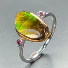 Handmade ring Natural Ammolite Ring 925 Sterling Silver Size 8 /R467445