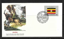 United Nations SC # 454 Uganda / Flags Of UN . Fleetwood cachet