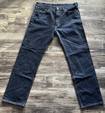 Levi's 505 Straight Dark Blue Cotton Men's Jeans Button Zip Classic Fit Denim