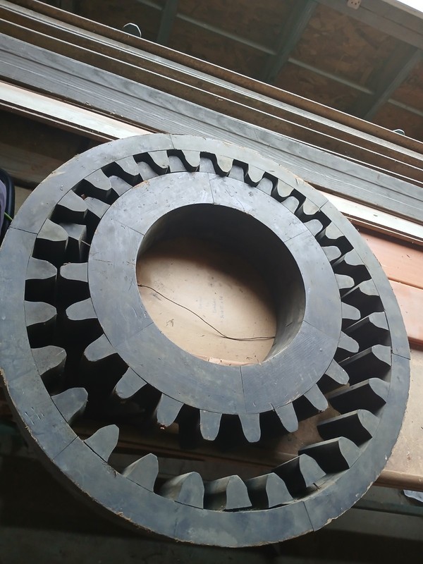 Set of 2 Fabuous  Wood Mold Foundry Pattern Gears  Antique Industrial
