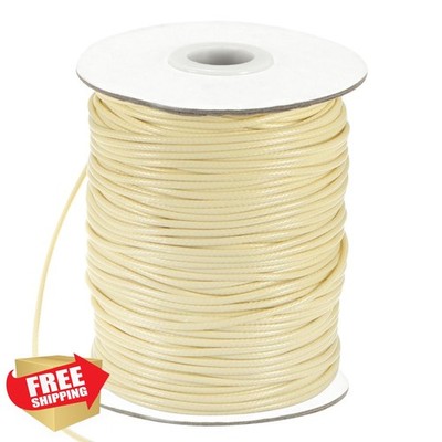 M METERXITY Waxed Polyester Cord 87yd 2mm Beading String Beige Jewelry