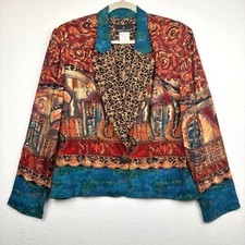Vintage Carole Little Jacket Womens 8 Abstract Print Rayon Tailored Blazer