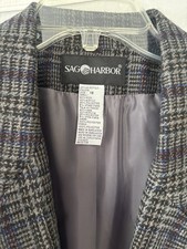 Vintage Sag Harbor 1990s Blazer Gray/ Black Checkered. Size 18. 40 Wool