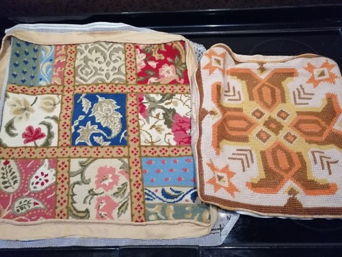 2 x Vintage Handmade Tapestry Squares for Cushion Covers
