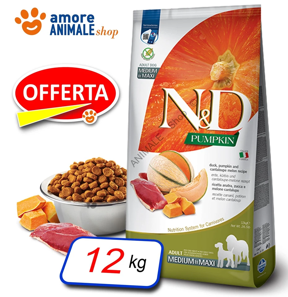 Farmina Dog N&D Pumpkin Adult Medium / Maxi → Anatra, Zucca e Melone - 12 kg