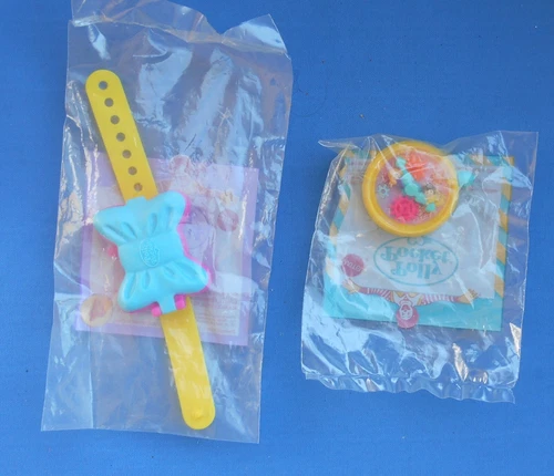 Vintage Polly Pocket Bracelet & Pink Flower Ring 1994 McDonalds new