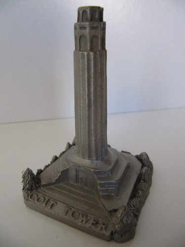 Rare Vintage COIT TOWER San Francisco Metal Souvenir Building 2.5" Replica - Afbeelding 6 van 9