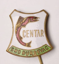 🔴CROATIA Fishing Club CENTAR Djurdjevac vintage enameled pin badge KASUN🔴
