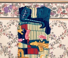 Issey Miyake Pleats Please Inspired Animal Abstract Pattern Long Slim Dress