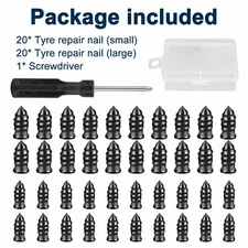 40Pc Car Vacuum Tire Nail Rubber Screw Nails+Screwdriver Repair Tool Kit w / Box