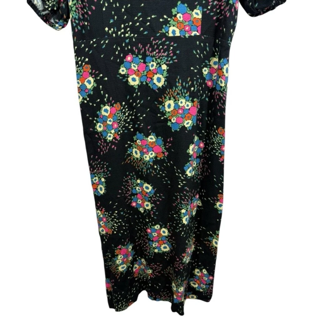 VALENTINO Anthropologie Scarletta Sweetheart Mini Abito Nero Floreale 2