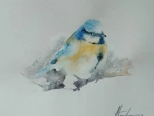 Great Tit,  Birds, Watercolor artwork, Handmade, Original painting on paper