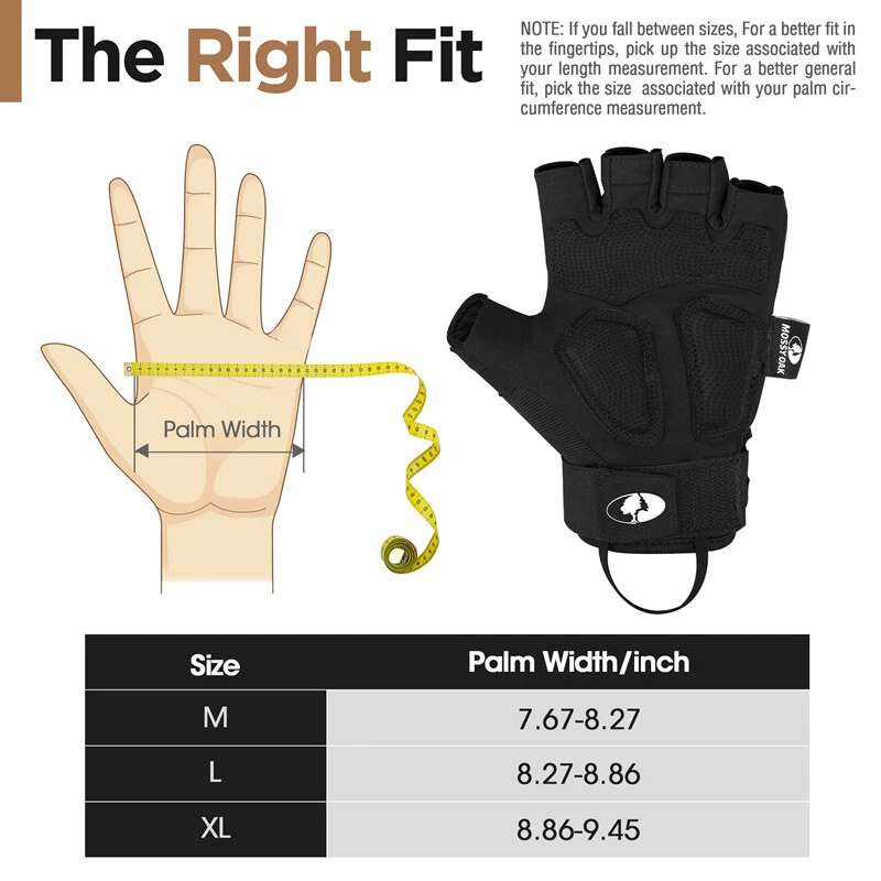 Mossy Oak M/L/XL Guantes tácticos sin dedos Guantes de combate del ejército con nudillo duro Foto 3 de 4