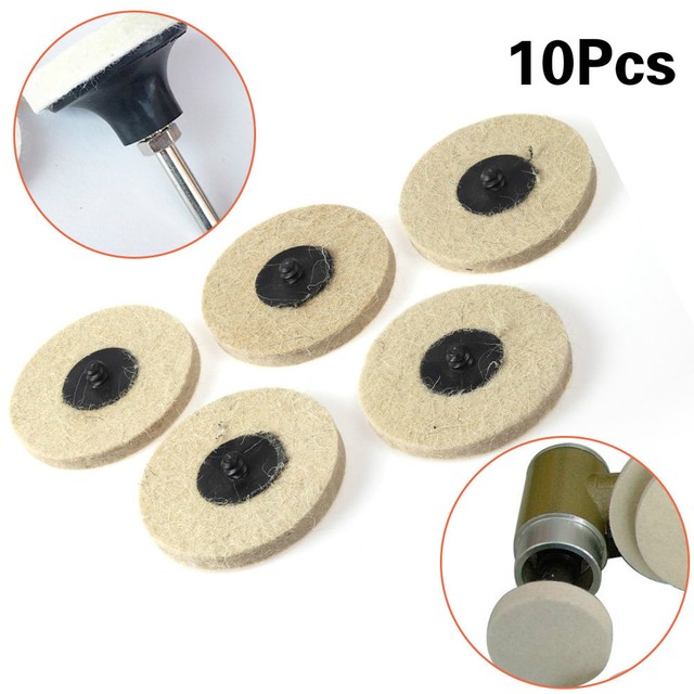10Pcs 3 Inch Roloc Style Wool QC Disc Chrome Polishing Buffing Pads