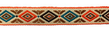 CREAM BLUE ORANGE DIAMONDS WOVEN RIBBON TRIM - 11/16"x1 yard 32" long - 121