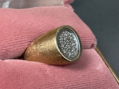 Vintage 14k gold 10 single cut diamonds mens wedding band ring Size 7 - Picture 3 of 16