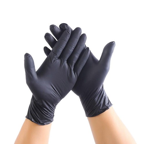 BLACK LATEX GLOVES POWDER FREE DISPOSABLE UNIGLOVES TATTOO BEAUTY SALON PIERCING - Picture 4 of 11