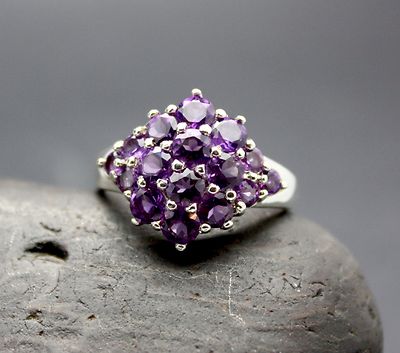 ECHTER AMETHYST RING 925 STERLINGSILBER SCHNELLER KOSTENLOSER VERSAND!!