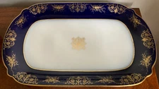 Antique Jean Pouyat JPL Limoges Cobalt & Gold Serving/Meat Platter - 18"