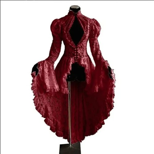 Vintage Halloween Medieval Renaissance Cosplay Costumes Dress Women Gothic Lace - Picture 18 of 28