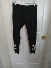 adidas Original Womens Black Leggings Size Medium Spell out