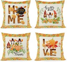 Fall Pillow Covers 18X18 Set of 4 Autumn Decorations Throw Pillowcase Farmhouse