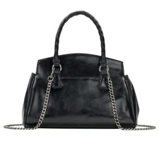 Patricia Nash Marianna Leather Convertible Satchel Bag-Black-NWT-$269.95