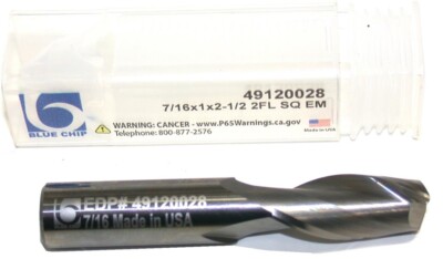 Blue Chip 49120028 7/16'' Diameter 7/16in shank 2 Flute Solid Carbide End Mill