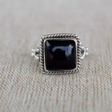Black Onyx 925 Sterling Silver Band  Statement Handmade Ring All Size R-50