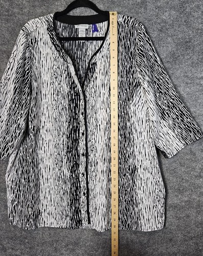 Catherines Shirt Womens 2X Petite Black White Stripe Artsy Lightweight Button Up - Picture 6 of 10