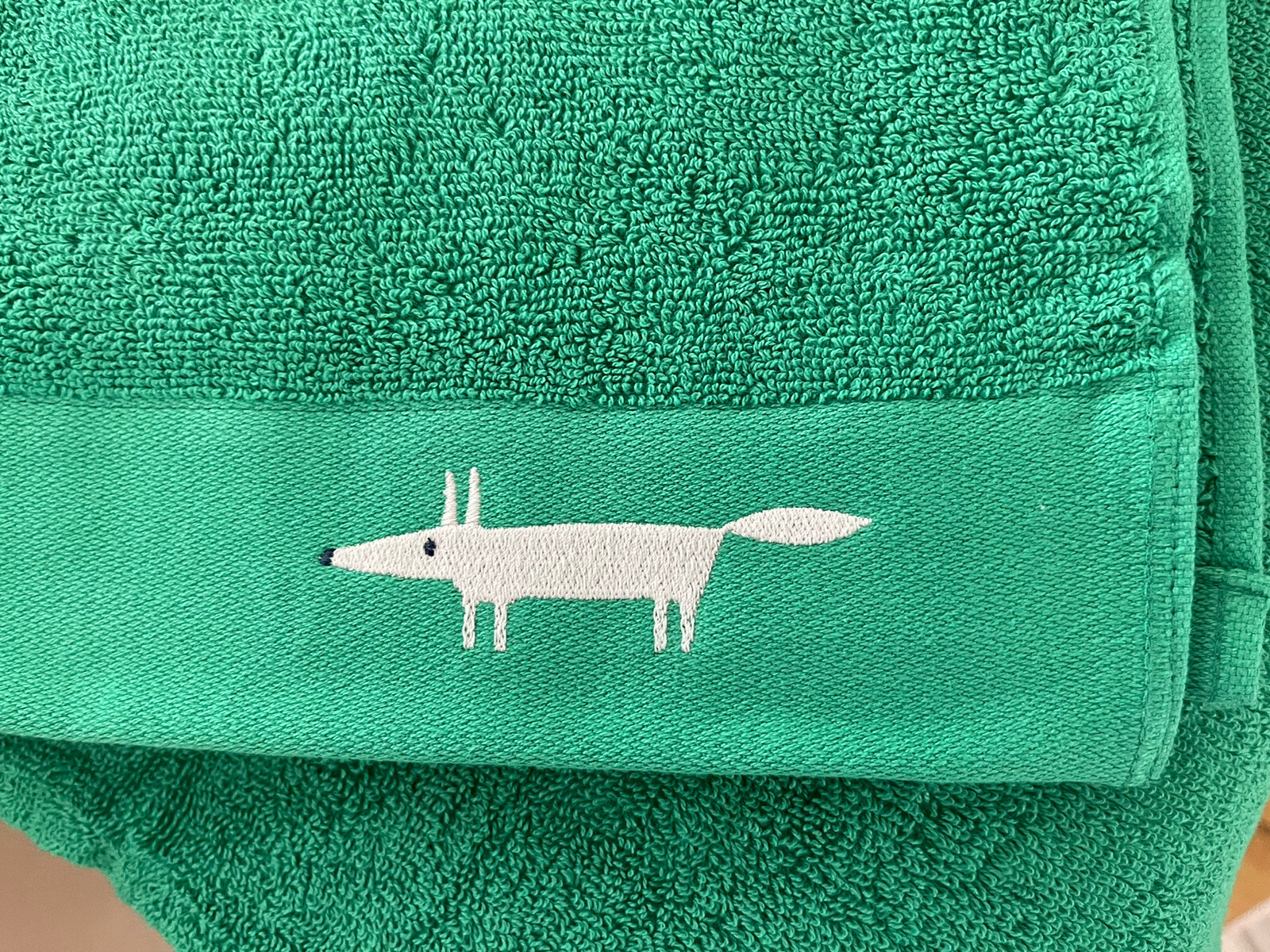 Scion Mr Fox Embroidered Bath Towel Forest Green New With Tags