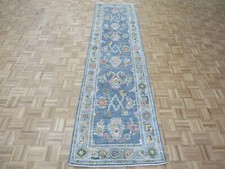 3 x 11'9 Runner Hand Knotted Gray Colorful Turkish Oushak Oriental Rug G11547