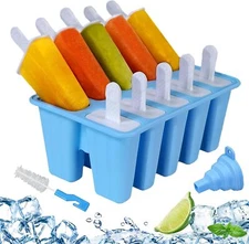 Silicone Popsicle Molds 10-cavity DIY Ice Pop Mold for Kids Adult Teens BPA Free