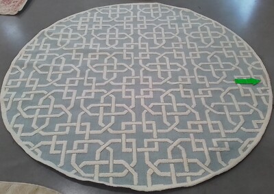 LBLU / WHITE 6'-0'' x 6'-0'' Broken Thread Rug Reduced Price 1172768733 NPT441B-6R