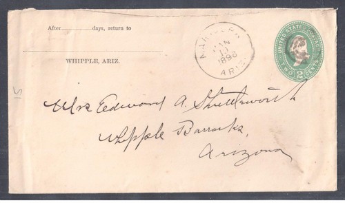 Arizona Territory MARICOPA Jan 10 1898 to Whipple Barracks Cover Envelope