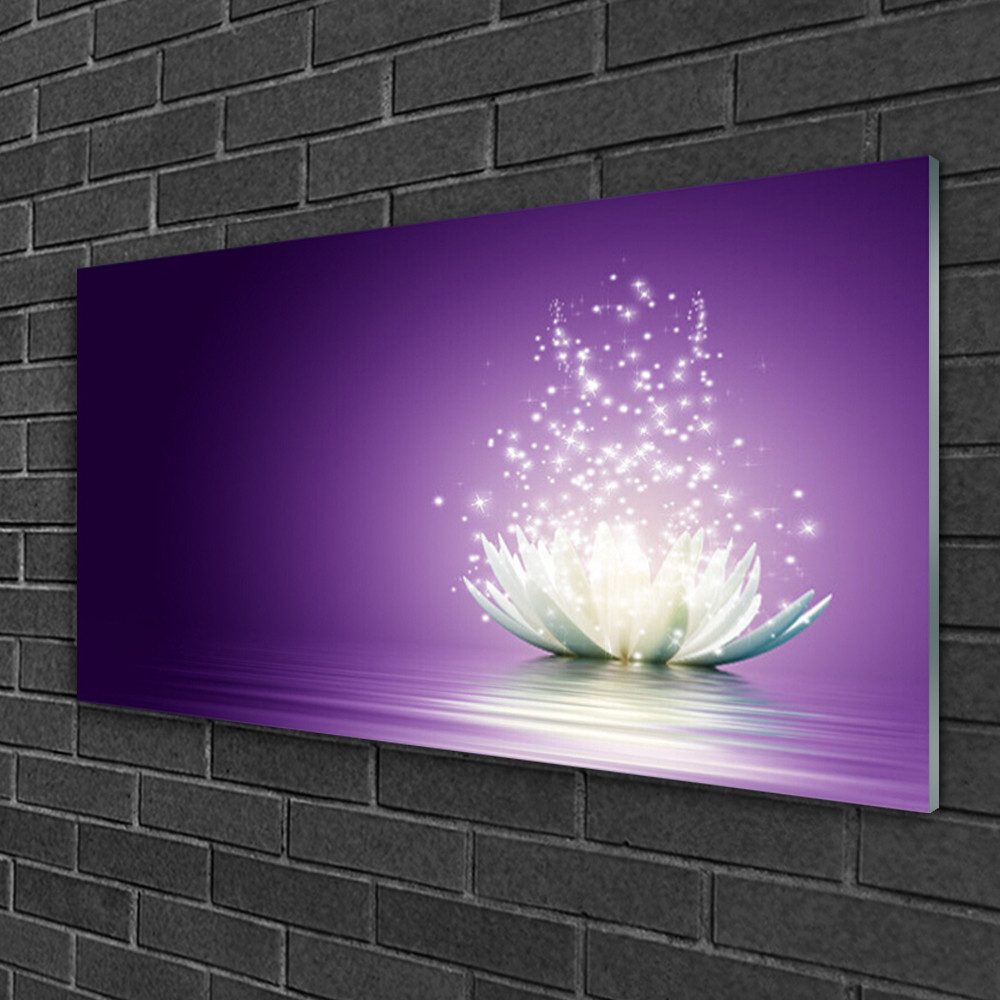 Tableau sur verre floral Lotus 100x50 cm pour apaiser l'ambiance de votre salon