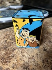 Hanna Barbera The Flinstones Fred  Barney Hugging Best Friends Tin Bank 4  EUC