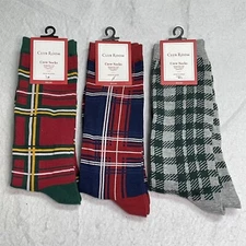 Mens 3 Pair Holiday Socks Club Room Seamless Cotton Blend Soft Stretch