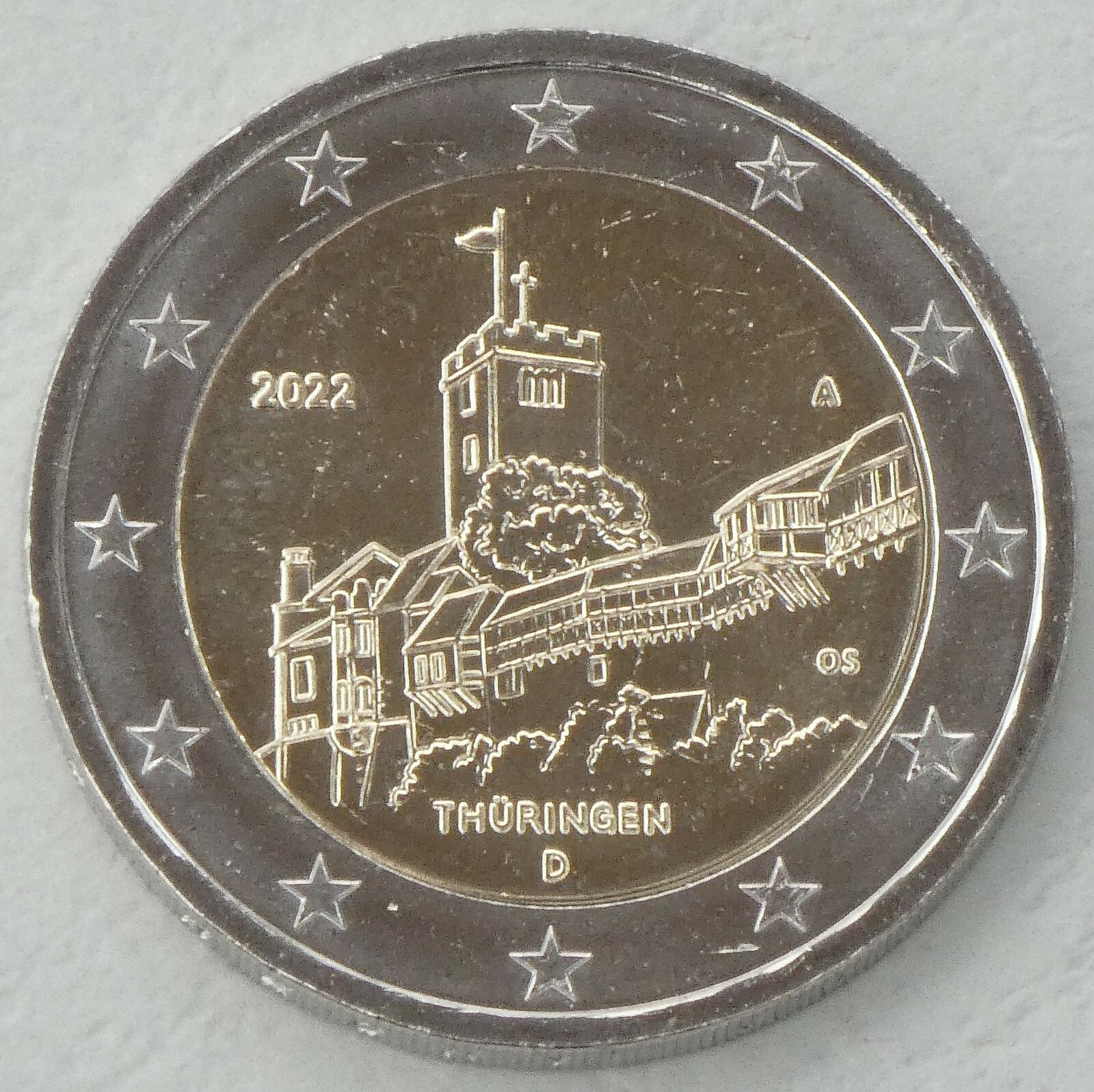 2 Euro Monnaie commémorative Allemagne A 2022 Thuringe / Wartburg splendide
