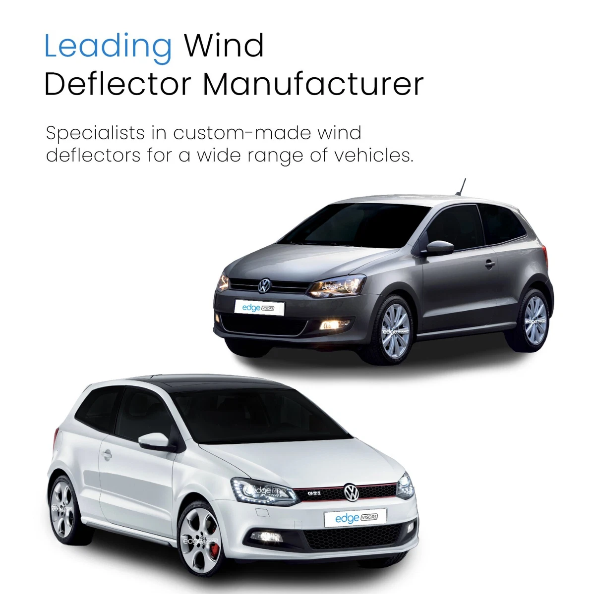 VW Polo MK5 6R 6C 2009 2017 3 Door Hatchback Wind Deflectors 2pc Edgevisors
