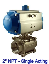 2" Inch Pneumatic Air Actuated Stainless Steel Steam Ball Valve Single Acting NC