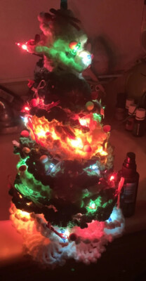VTG 14  Tall Snow White Christmas Tree Hand Crochet Blinking Lights