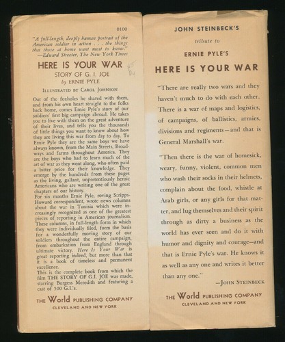 Here Is Your War Ernie Pyle 5. Druck 1945 Zweiter Weltkrieg Geschichte von G.I. Joe DJ HC Buch - Bild 2 von 7