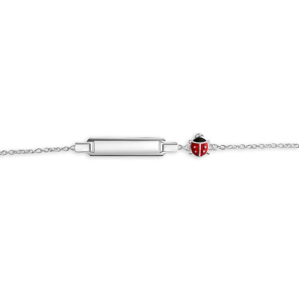 Baby Taufe Geburt MarienkäFer Ident Armband Echt Silber 925 Gravur Name Datum-image