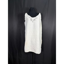 Vintage Victorian Linen Handmade Nightgown Inlays Sleeveless Lace Trim