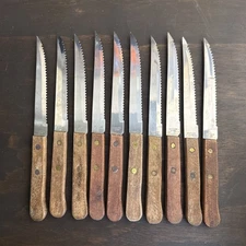 Qualite Tucson Wood Stainless Steel Steak Knives Lot Of 10