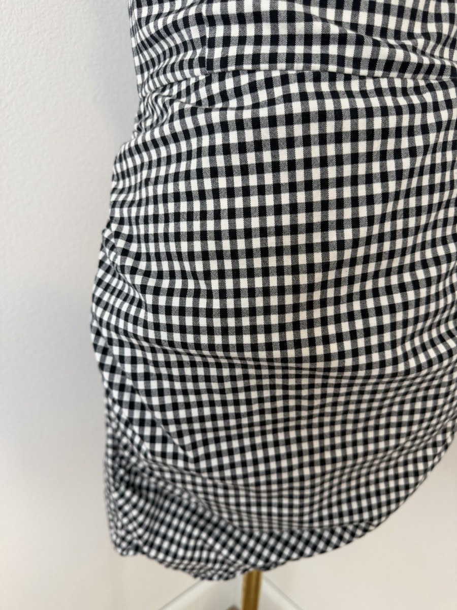 black and white gingham dress zara Zara black/white Gingham dress, cold shoulder with puffed short sleeves, tie bac
