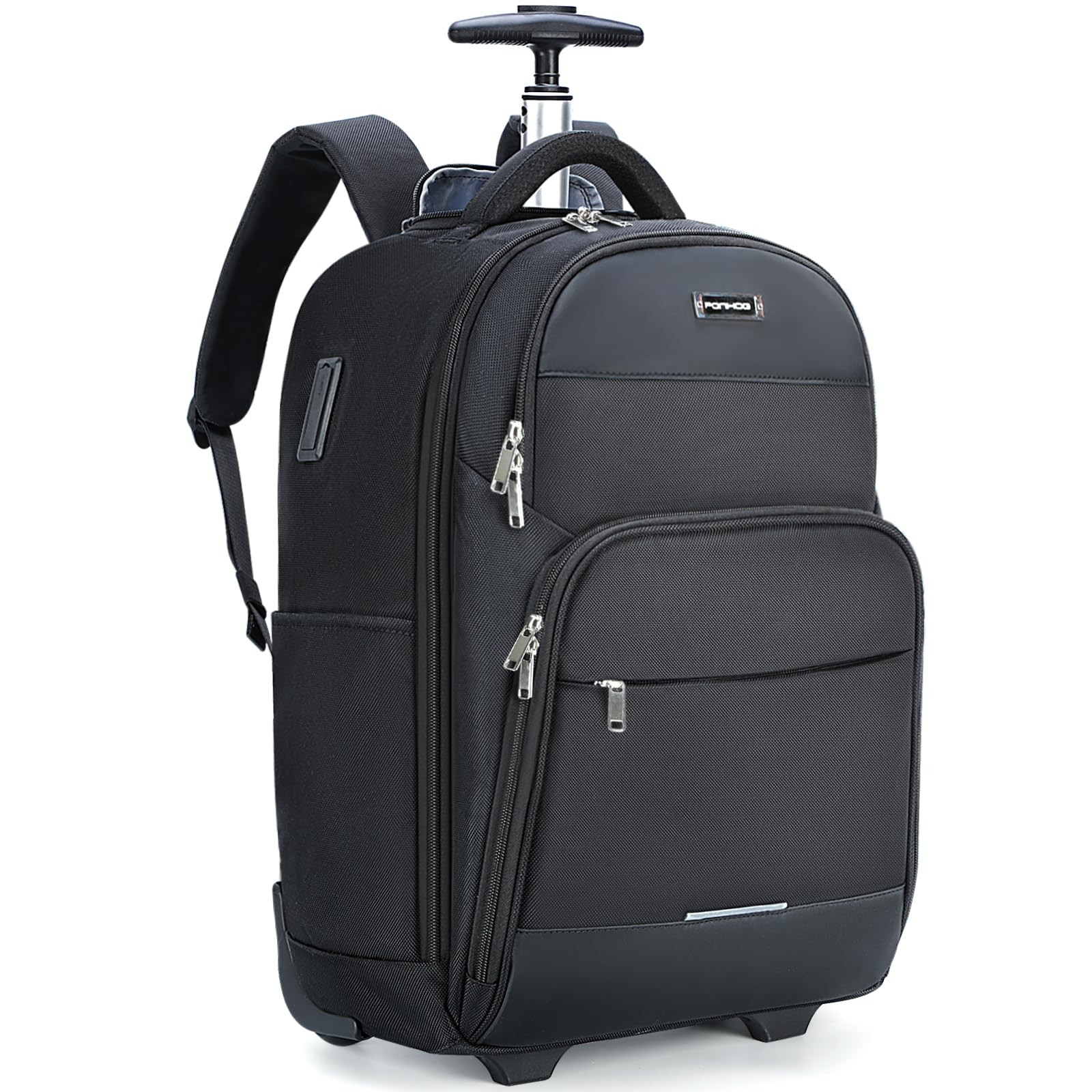 Rolling Backpack, 30L Travel Laptop Backpack with Wheels, 15.6 Inch Roller Ca...